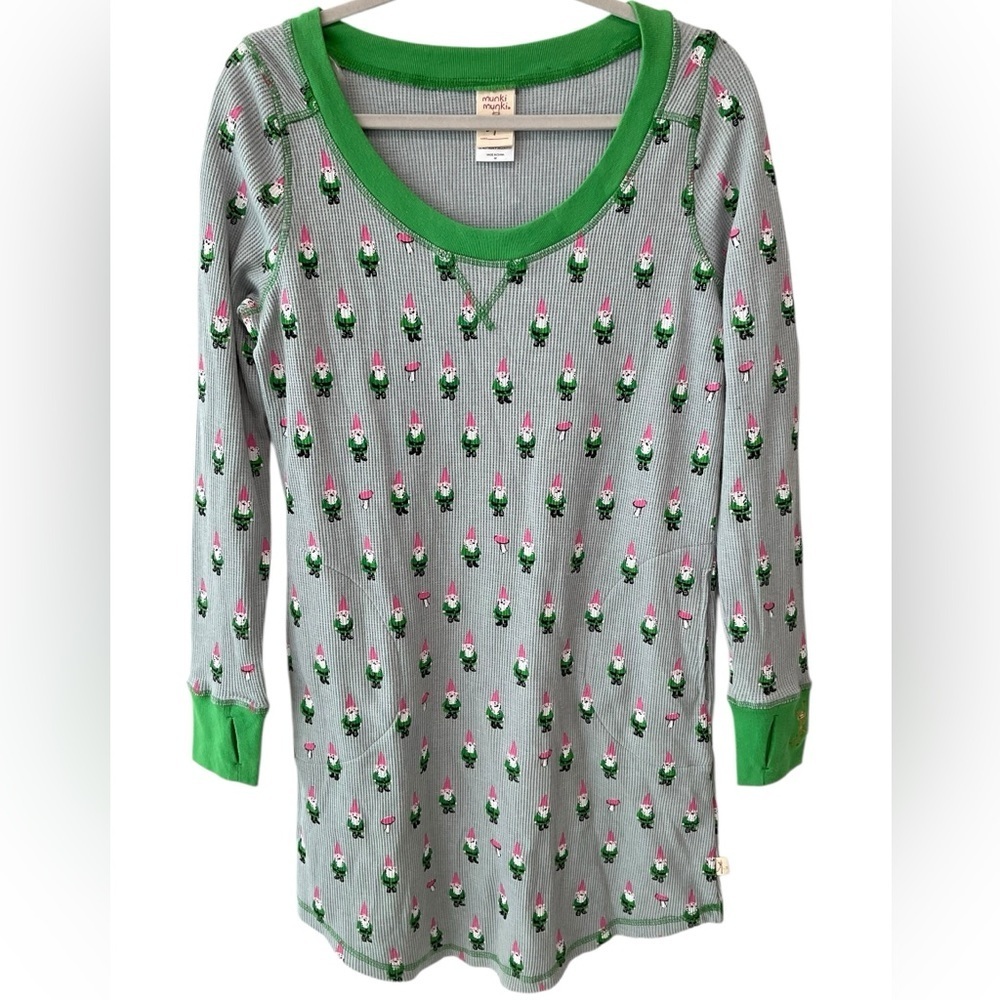 Munki Munki Gnome Sleep Shirt Nightgown Gray Medium - Picture 2 of 7